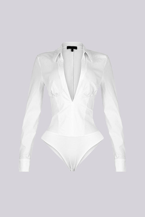 Own Me V Neck Long Sleeve Polo Bodysuit